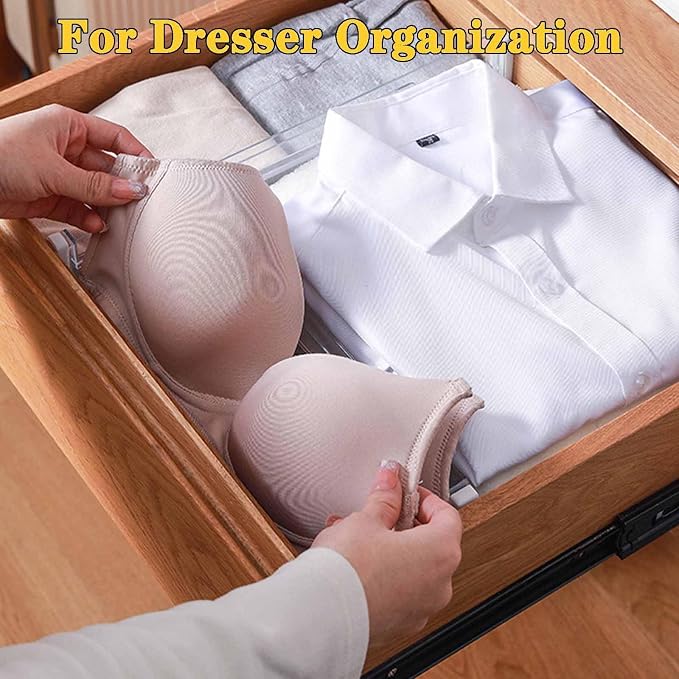 12 Pack Drawer Dividers for Clothes, 3.15" High 11.34"-19.69" Adjustable Expandable Dresser Drawer Organizer, Clear Plastic Separators for Dresser, Baby Clothing, Underwear - Image 6