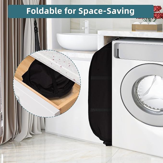Collapsible Laundry Baskets, Tear Proof Pop Up Laundry Hamper with Dual Handles, Durable Foldable Laundry Basket, Easy to Carry Laundry Hamper for Home, Laundry Room, Bedroom, Dorm, Travel Black - Image 3