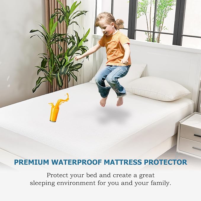 SOCHOW 4-Layer Ultra Soft Premium Waterproof Mattress Protector King Size, Cooling Mattress Pad Cover with Deep Pocket Up to 18'' Breathable Skin-Friendly and Low Noise