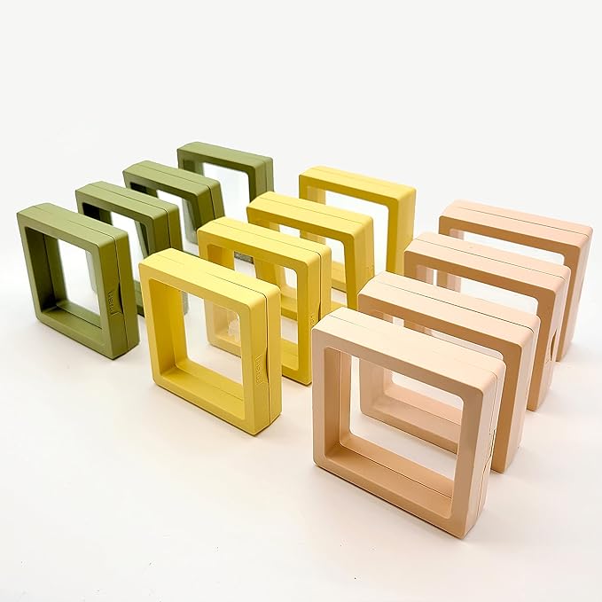 12PCS 3D Floating Frame Display Stand, Jewelry Box, Gift Box, Ornament Organizer, Small Travel Jewelry Box, PE Film Anti-Oxidation, Suspended Display Box Stackable (2.75 * 2.75，Type 2) by Unknown