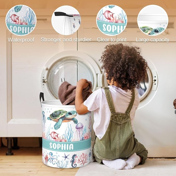 Custom Name Laundry Hamper, Personalized Laundry Basket with Name for Baby Boys Girls, Customized Collapsible Dirty Clothes Hamper Storage with Handles for Bedroom Bathroom Dorm Room Decor - Image 5
