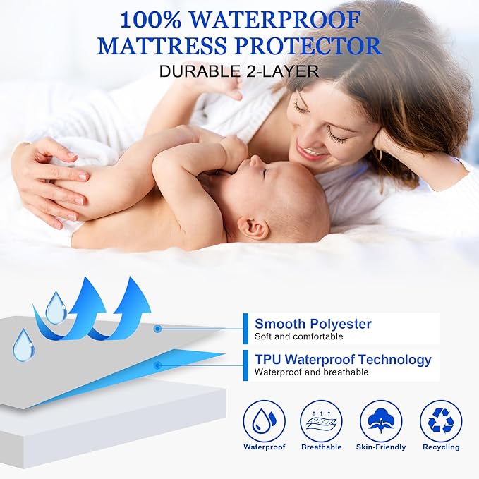 Sufdari Full Mattress Protector,Waterproof Mattress Protector,Fitted Sheet Style Mattress Cover with 18" Deep Pocket,Washable and Comfortable-Spaceman,Full
