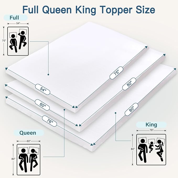 Airensky Full Size Memory Foam Mattress Topper, Cooling Gel Infused High Density Topper with Skin-Friendly Removable Cover, Pressure Relief Back Pain, CertiPUR-US Certified, (3 Inch, Full 54"x75")