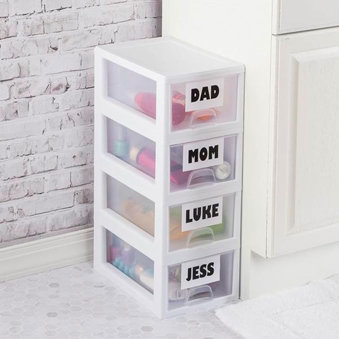 Sterilite 6-Pack 6 Quart Stacking Drawer, Clear Storage Closet Organizer, White Frame - Stackable Modular Plastic Drawers for Clothes, Accessories, Craft Supplies, Shoes or Linens - Image 6