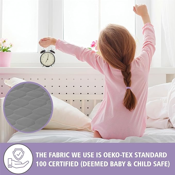 Lynmark® 2X Toddler Potty Training Bed Pads - Soft Waterproof Bedwetting Pee Protector Mat for Kids - Multi-Layer Non-Slip Washable Incontinence Mattress Sheet Absorbs Up to 2000ml - 33" x 27", Grey