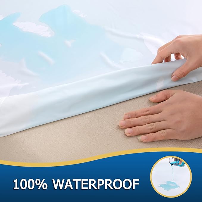 Twin Zippered Mattress Encasement, Waterproof Zipper Mattress Protector, Breathable, Noiseless, Machine-Washable Zip Mattress Cover?Fitting 7" - 13" Deep Mattress