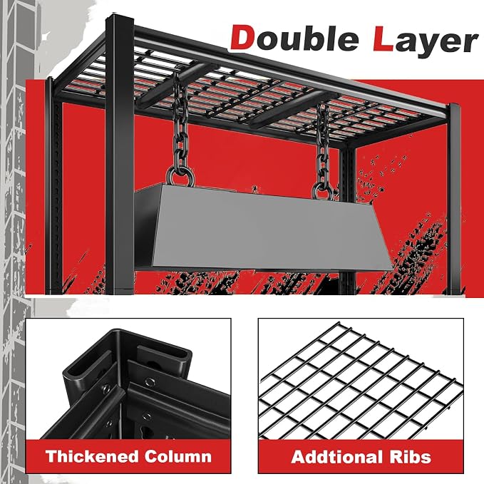 72H Storage Shelves Heavy Duty,2800 LBS Garage Storage Shelves,5-Tier Adjustable Metal Shelving,for Garage,Warehouse,Basement,Pantry,16"x35.5"x72" - Image 6