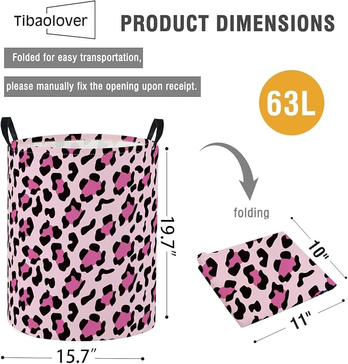 Baby Laundry Basket Baby Nursery Hamper Kids Laundry Basket Toy Storage Bin for Boys Room Decor Gift Baskets for Bedroom Bathroom(Leopard) - Image 2