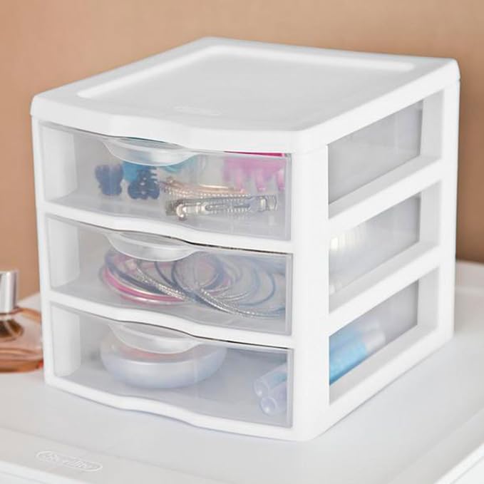 Sterilite Clearview Plastic Multipurpose Small 3 Drawer Desktop Storage Organization Unit for Home, Classrooms, or Office Spaces, White, 6 Pack - Image 7