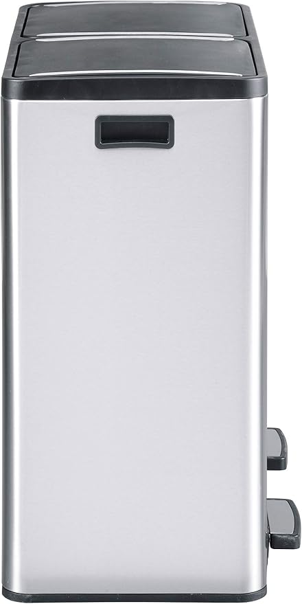 Step N' Sort The 18.5 Gallon Extra Large Capacity, Soft-Step, Dual Trash and Recycling Bin with Removable Inner Bins, Silver - Image 6