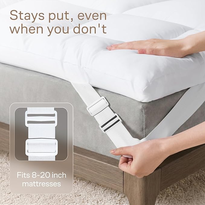 Ultra Soft Twin Mattress Topper - Cloud-Like Mattress Pad for Back Pain Relief - Breathable Cooling Material for Hot Sleepers, White