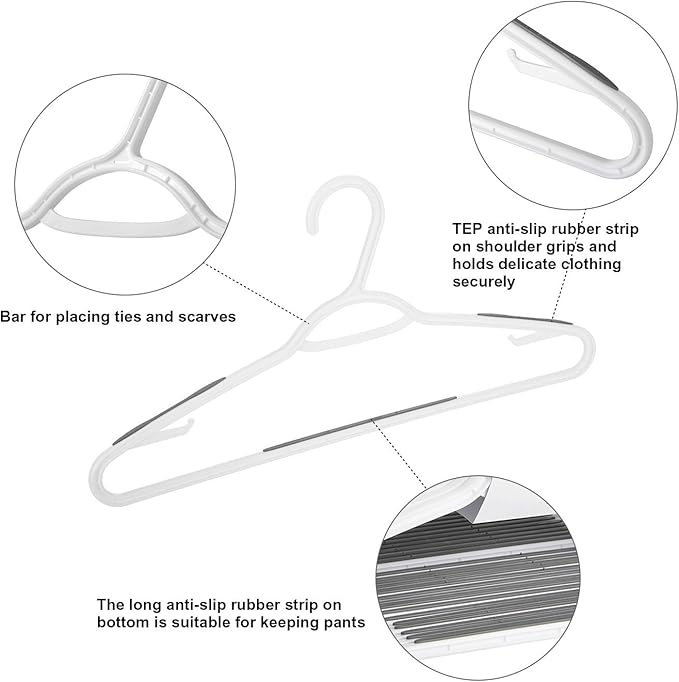 30 Pack Bendable Plastic Hangers Light-Weight Non-Slip Clothes/Suit Hangers(Grey) - Image 4