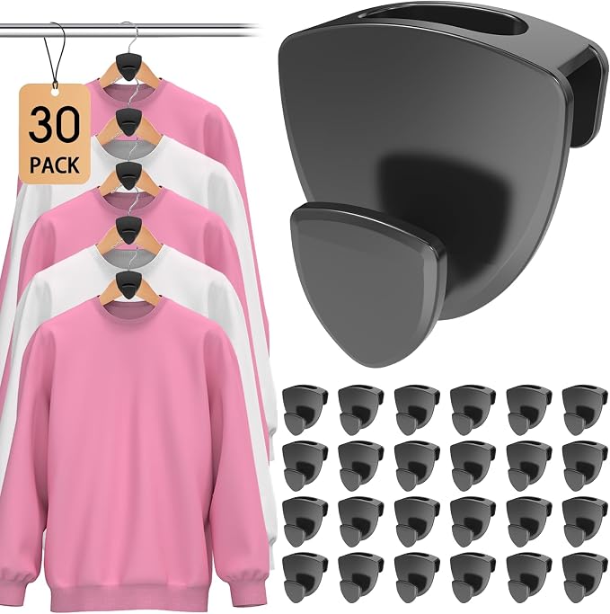 Latoxcaa Space Saving Hanger Hooks 30Pcs, Upgrade Heavy Duty Space Saver Hangers Connector Hooks for Clothes, Premium Hanging Closet Organizer for Dorm, Ganchos para Colgar Ropa, Black - Image 8