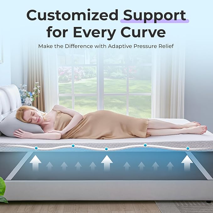 SINWEEK 3 Inch Gel Memory Foam Mattress Topper Twin XL Size for College Dorm, Ventilated High Density Pad for Body Pain, Bed Topper with Cooling Cover