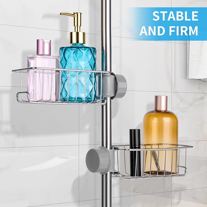 Clawfoot Tub Shower Caddy(Shower Rod Not Included),Clawfoot Tub Accessories,Tub Caddy,SUS304 Stainless Steel Shower Shelves,Clawfoot Tub Soap Caddy(Silver) - Image 4
