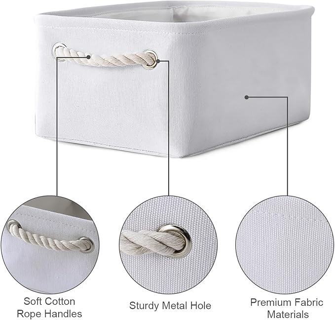 TheWarmHome Storage Basket for Gifts Empty - 11.8x7.8x5.2 inch 1 Pack Fabric Storage Cubes, Nursery Organizers and Storage for Closet Cloth Toy Book (White) - Image 6