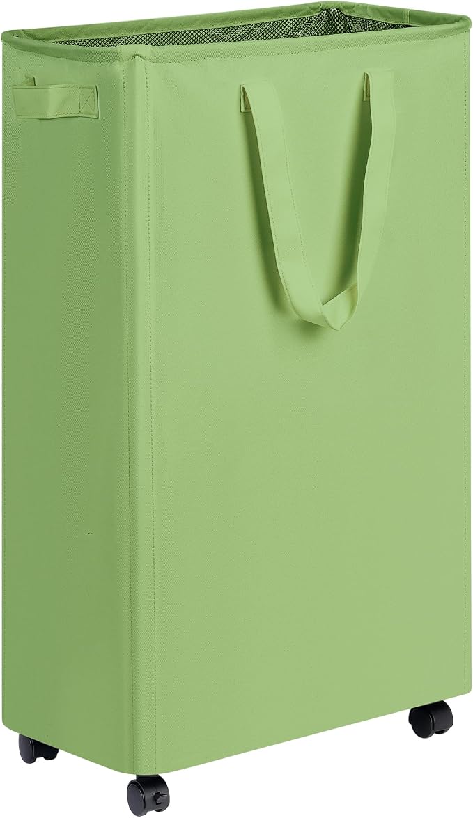efluky Slim Laundry Hamper with Wheels, Rolling Laundry Basket for Clothes, Small Laundry Basket for Bedroom, Dorm and Laundry Room, 75L (19.8 Gallons) Green by efluky