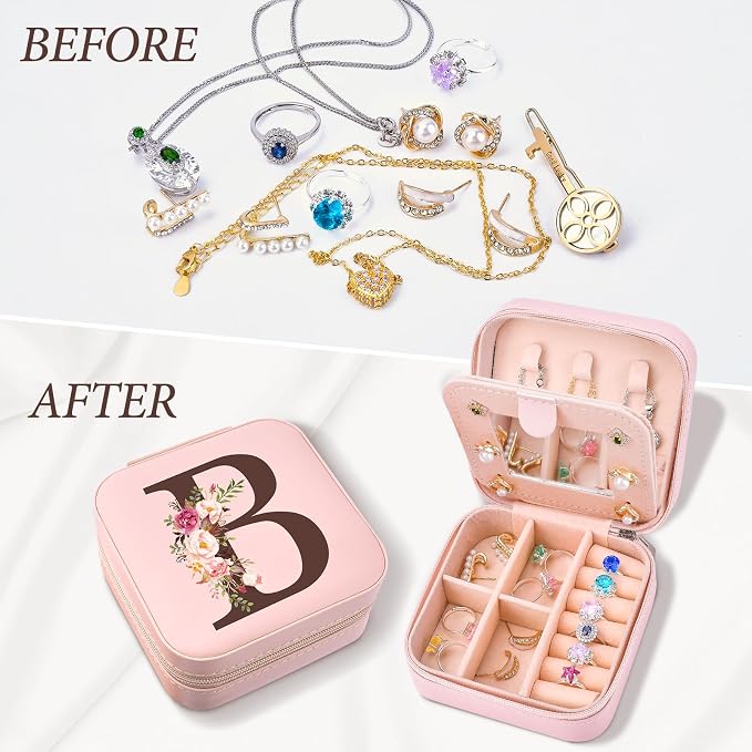 Christmas Gifts for Teen Girls, Travel Jewelry Case Box Organizer Personalized Gifts for Mom Wife Women, Necklace Earrings Box Gift for Teen Girls - Image 5