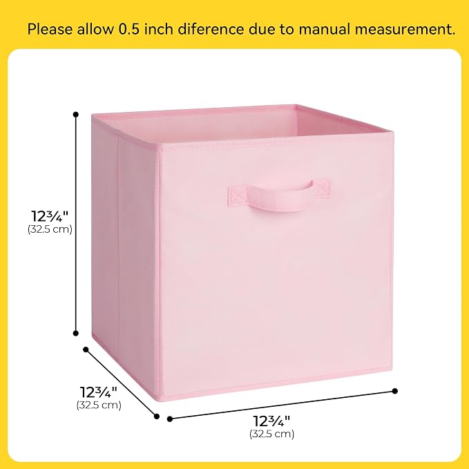 Cupic Cupid 13 Inch Storage Cube, Fabric Cube Storage Bin with Handles, Storage Cube Organizer for Clothes and Toys, Collapsible Cube Bins for Closet, Shelves, Nursery, 6-Pack, Pink Gradient - Image 2