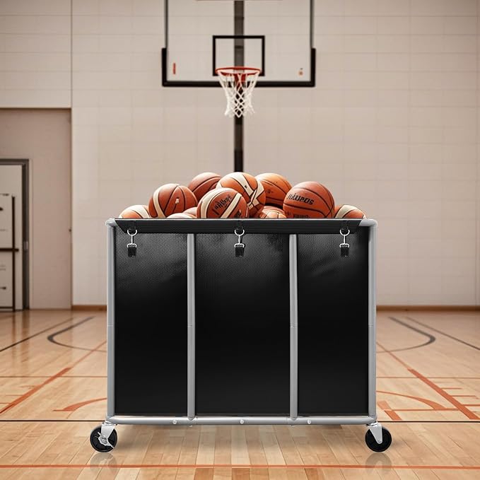 STORAGE MANIAC Commercial Laundry Cart with Wheels 420L Sturdy Steel Frame Heavy Duty Rolling Laundry Hamper on Wheels Big Laundry Basket with Removable Waterproof Liner Bag, 400 lbs Load, Black - Image 8