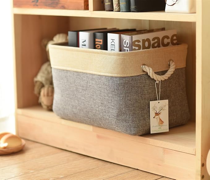TheWarmHome Fabric Storage Bins Baskets for Organizing, Large Sturdy Storage Basket W/Handles, Decorative Foldable Storage Baskets for Shelves Closet Nursery Toy (Large - 3 Pack 15.7L×11.8W×8.3H) - Image 5