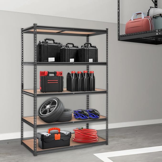 VEVOR Storage Shelving Unit, 5-Tier Adjustable Storage Shelves, 48" L x 24" W x 72" H Heavy Duty Garage Storage Shelves, Metal Shelves for Kitchen Pantry Basement Bathroom Laundry - Image 2