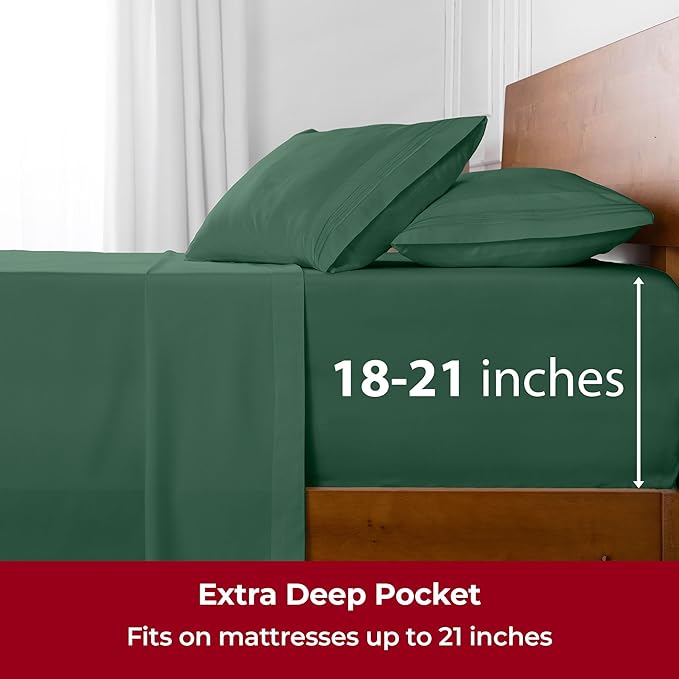 Mellanni Extra Deep Full Sheets - 4 PC Iconic Collection Bedding - Hotel Luxury, Ultra Soft, Cooling Bed Sheets - Wrinkle, Fade, Stain Resistant (Full, Emerald Green)