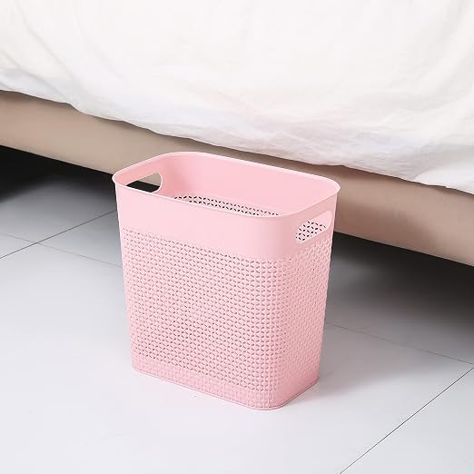 UUJOLY Plastic Trash Can Wastebasket, Garbage Container Basket for Bathrooms, Kitchens, Offices, Kids Rooms (Pink, 3 Gallon), 1 Pack - Image 2