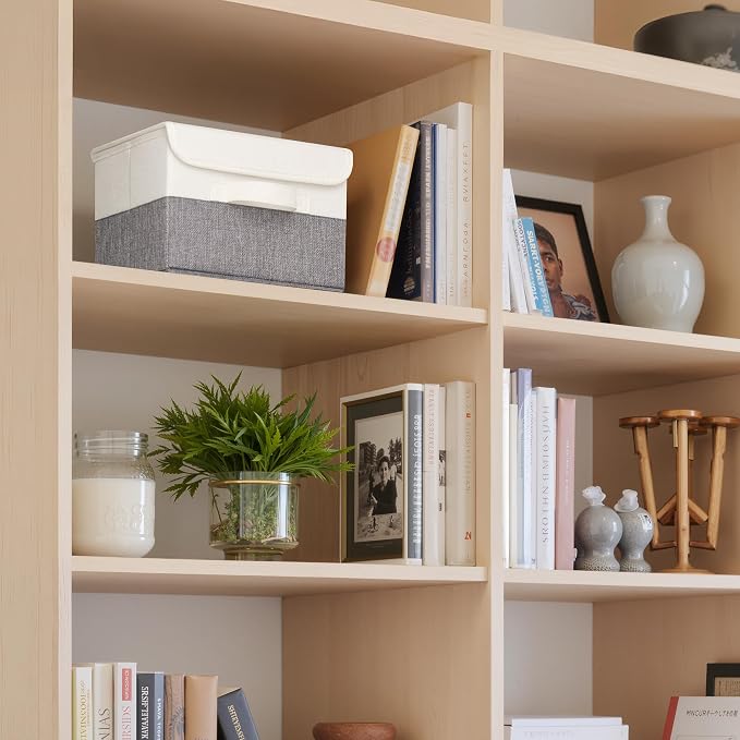 GRANNY SAYS Small Storage Bins with Lids, Small Storage Boxes, Shelf Baskets for Shelf, Collapsible Storage Bins for Living Room, Bedroom, 10x8x7 Inch, White/Gray, 2-Pack - Image 4