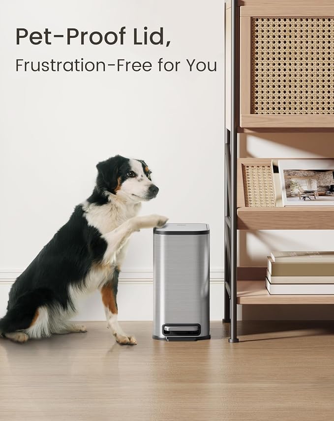 Cesun Small Bathroom Trash Can with Lid Soft Close, Step Pedal, 5 Liter / 1.3 Gallon Stainless Steel Garbage Can with Removable Inner Bucket, Waste Basket for Bathroom, Bedroom (Silver) - Image 6
