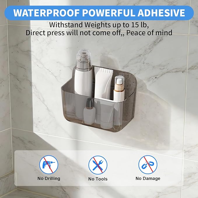 Diesisa 2pc Acrylic Wall Mount Organizer, Adhesive Cabinet Door Organizer,Acrylic Bathroom Shelves for Wall,No Drilling Hang Walls,with Self Adhesive Tape, for Bathroom, Kitchen, Living Room - Image 3