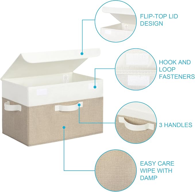 GRANNY SAYS Storage Bins with Lids, Decorative Storage Boxes, Clothes Stoarge Bins, Shelf Baskets, Closet Storage Bins for Clothing, Collapsible Storage and Organization, 2-Pack - Image 4