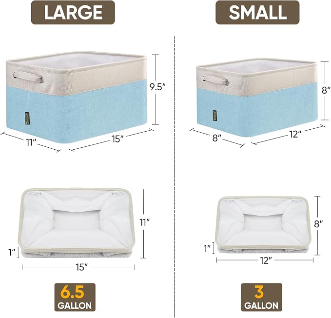 BALEINE 1 Pack Fabric Closet Storage Bins for Shelves, Linen Closet Organizers and Storage, Decorative Baskets for Organizing, Shelf, Clothes, Home, Office (Skyblue, 15''x11''x9.5'') - Image 2