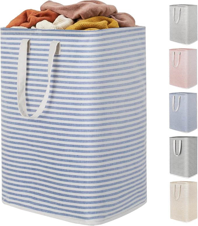Lifewit 1 Pack Laundry Basket 80L Each, Collapsible Clothes Hamper with Reinforced Handles, Freestanding Waterproof Design for Bedroom and Laundry Room, Blue 80L Total by Lifewit