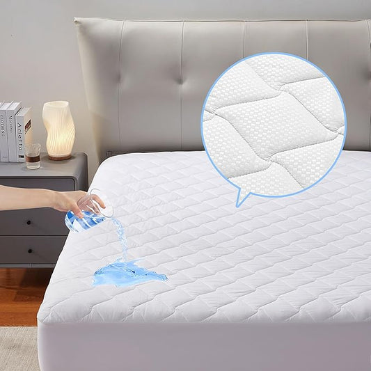 SLEEP ZONE Waterproof Mattress Protector Pad Twin XL Machine Washable, Breathable Mattress Topper with Deep Pockets, All-Season Use, Hotel Quality (Twin XL, White)