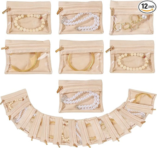 20 Pcs Portable Travel Jewelry Organizer Velvet Jewelry Pouch with Zipper Clear Travel Jewelry Bag for Travel Business Trip for Mom Wife Women Gift by Yaliang