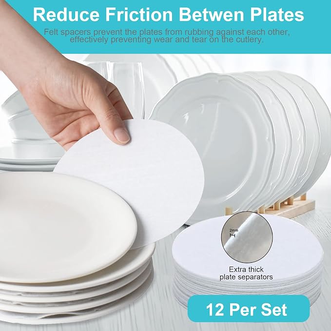 China Storage Containers-4PACK Quilted Dish Storage Containers with Lid Hard Shell for Moving Transport, Dinnerware,Stackable Plate Storage,24 Felt Plate Dividers Included,12 * 12 * 8in - Image 5