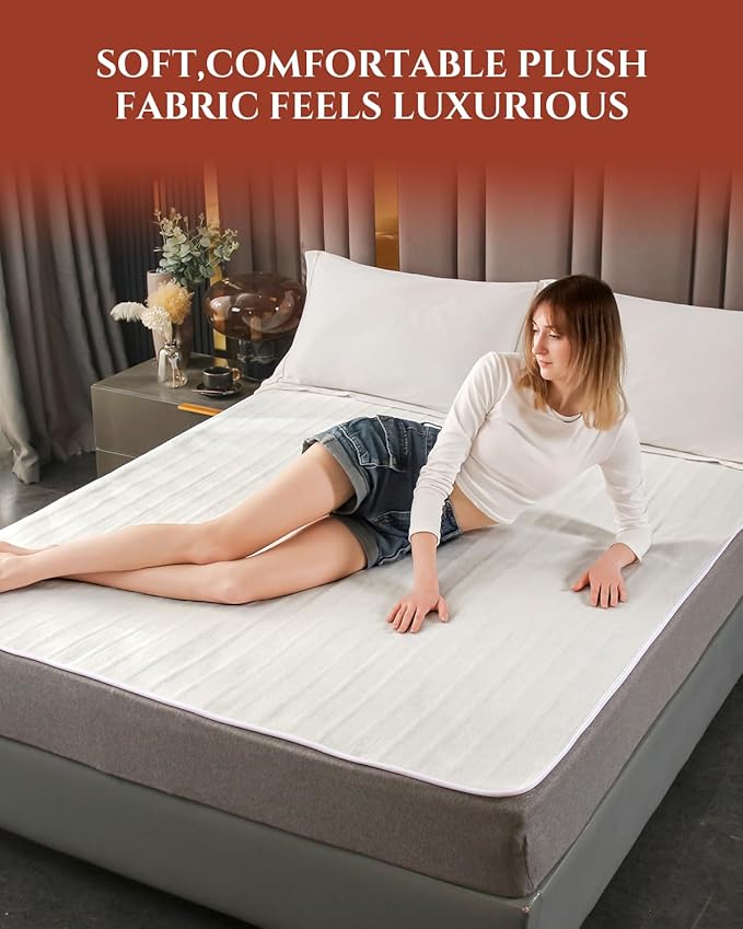 Heated Mattress Pad King Size – Electric Bed Pad with Dual Zone Control, Heated Mattress Cover, Thick Underblanket Sheet, Bed Warmer (12 White, 78" x 80")