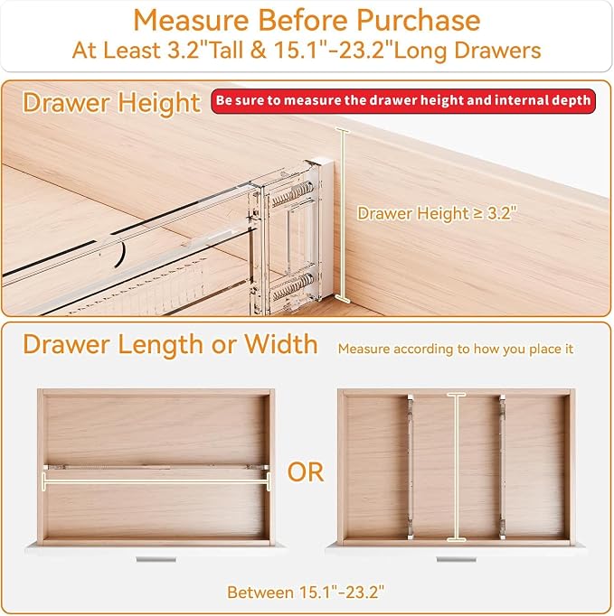 Yieach 8 Pack Clear Expandable Deep Drawer Separators From 15 to 21'' - 3.2 Inch Tall Acrylic Drawer Dividers for Clothes,Dresser Drawer Dividers for Dresser,Baby Nursery,Clothing,Sock or Underwear - Image 4