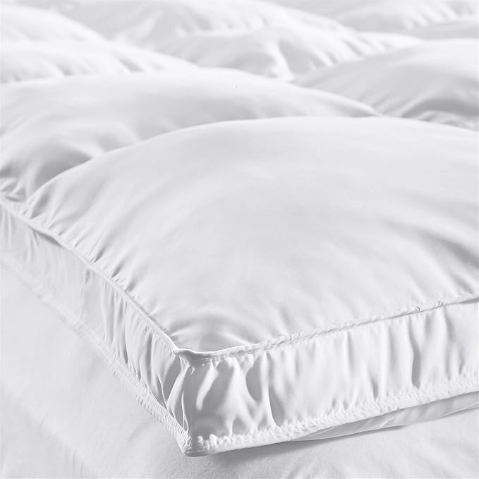 Superior Mattress Topper, Down Alternative, 2 Inch Deep Sized Bed Pillow Top, Comfort Pad, Fluffy Mattress-Topper Protector, Plush Cooling Extra Soft, Hotel Quality, Sleep, All-Season, Full, White