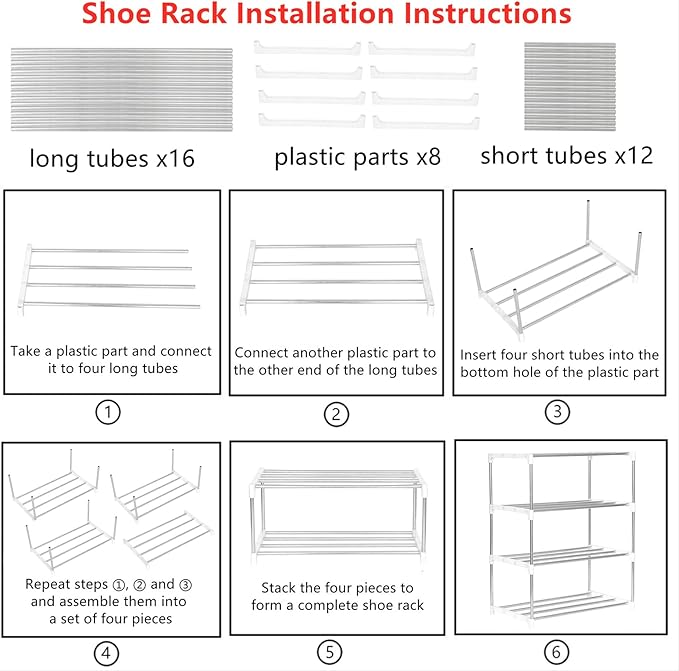 Jucaifu Stackable Small Shoe Rack, Entryway, Hallway and Closet Space Saving Storage and Organization (4-Tier, White) - Image 6
