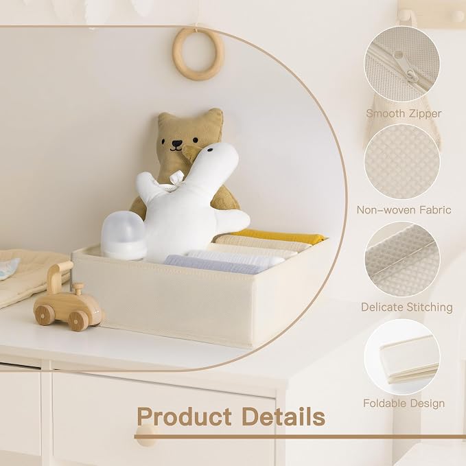 Criusia Drawer Organizer Clothes, 24 Pack Dresser Organizer for Baby Clothes, Underwear, Sock- Foldable Closet Organization and Storage Dividers Bins for Nursery, Bedroom and Dorm (Beige) - Image 5