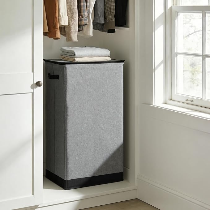 SOLEDI Laundry Hamper with Lid 100L Large & Tall Collapsible Laundry Basket, Clothes Hamper with Bag Removable Easy to Carry, Dirty Hampers for Bedroom, Bathroom, Dorm, College, Grey - Image 8