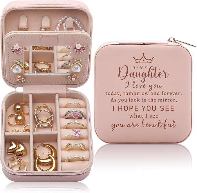 Daughter Gift from Mom/Dad, Birthday Gifts for Daughters Adult, Gifts for Daughters from Mothers, to My Daughter Wedding Gift Travel Jewelry Box Case by WelcometoCEASQVAA