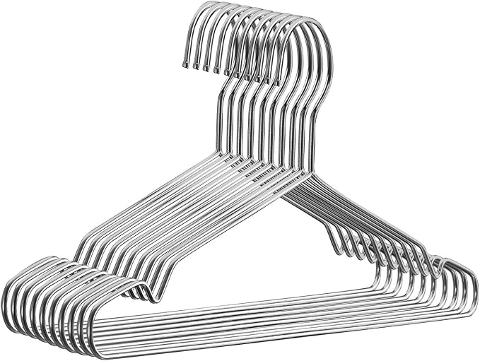 Fayleeko Stainless Steel Wire Coat Hangers - Heavy Duty, Ultra Thin, Space Saving (10 pack, 17.7 Inch) by Fayleeko