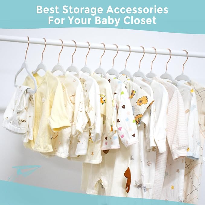 Tonswachic Baby Hangers Velvet - 11 Inch Baby Felt Hangers Non Slip for Toddler - Kids Hanger for Infant Clothes - 30 Pack with 10 Hanger Finger Clips, White - Image 5