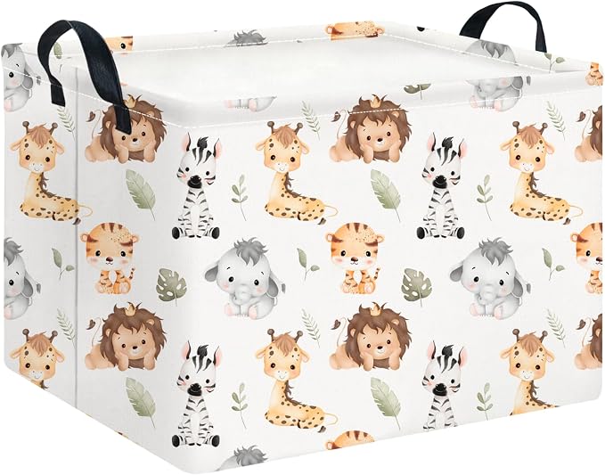 CLOCOR Rectangular Storage Basket Empty,Gift Basket,Waterproof Storage Bin with Handles,Room Decor(Watercolor Animal) by CLOCOR