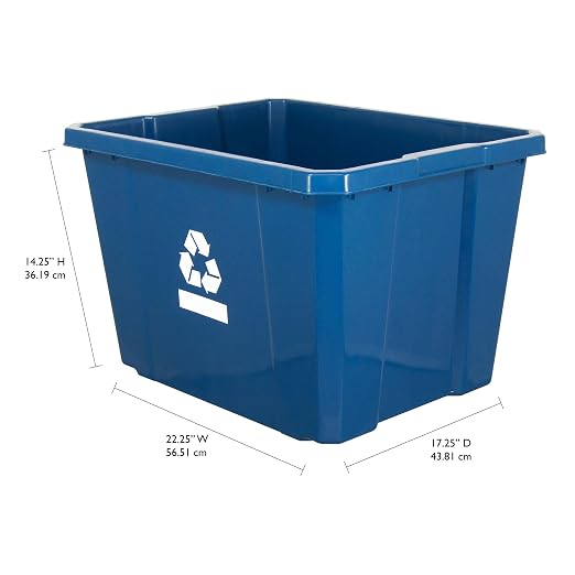 Gracious Living Medium Curbside Blue Box, Plastic 17 Gallon/64 Litre Home Trash Can Refuse and Recycling Bin Container with Built-in Handles (12 Pack) - Image 3
