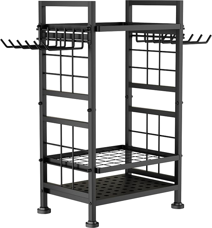 3 Tier Garden Tool Organizer, Garage Storage and Organization, Metal Yard Tools Storage up to 78 Tools, Heavy Duty Garden Tool Organizer for Garage, Yard, Patio, Shed, Indoors and Outdoors, Black - Image 9