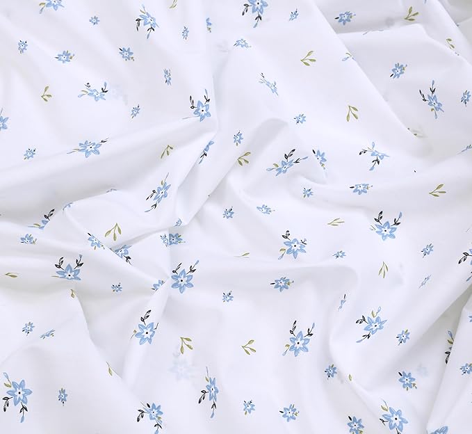 RUVANTI 100% Cotton Sheets – Twin XL Size Percale Bedding, Cooling & Breathable Floral Design, Durable with a Crisp, Soft & Comfortable Feel, 16" Deep Pocket, 3-Piece Set, Phulkari